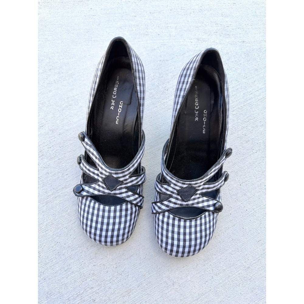 Irregular Choice Gingham Mary Jane Pumps Black White Checkered Heels Size 8 - Picture 3 of 8
